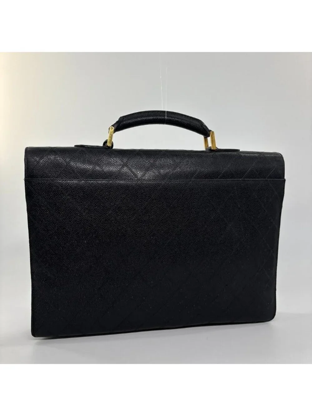 Chanel Bicolor Caviar Leather Business Briefcase Black